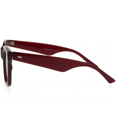 Rectangular Vintage Retro Thick Plastic Horn Rim Hipster Sunglasses - Burgundy Silver Mirror - C518QG3293Q $10.72