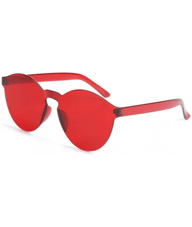 Oversized Frameless Transparent Glasses Europe and America Candy Color Couple Sunglasses 2019 Fashion - Red - CU18TI9KHUK $8.28