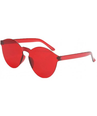 Oversized Frameless Transparent Glasses Europe and America Candy Color Couple Sunglasses 2019 Fashion - Red - CU18TI9KHUK $8.28