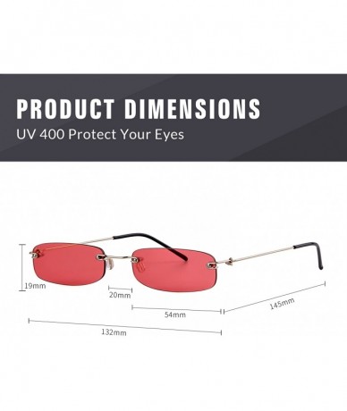 Rectangular Rectangle Rimless Sunglasses Brand Designer Small Frame Eyeglasses Ocean Lens unisex - Red - CK18GHSUKIY $13.15