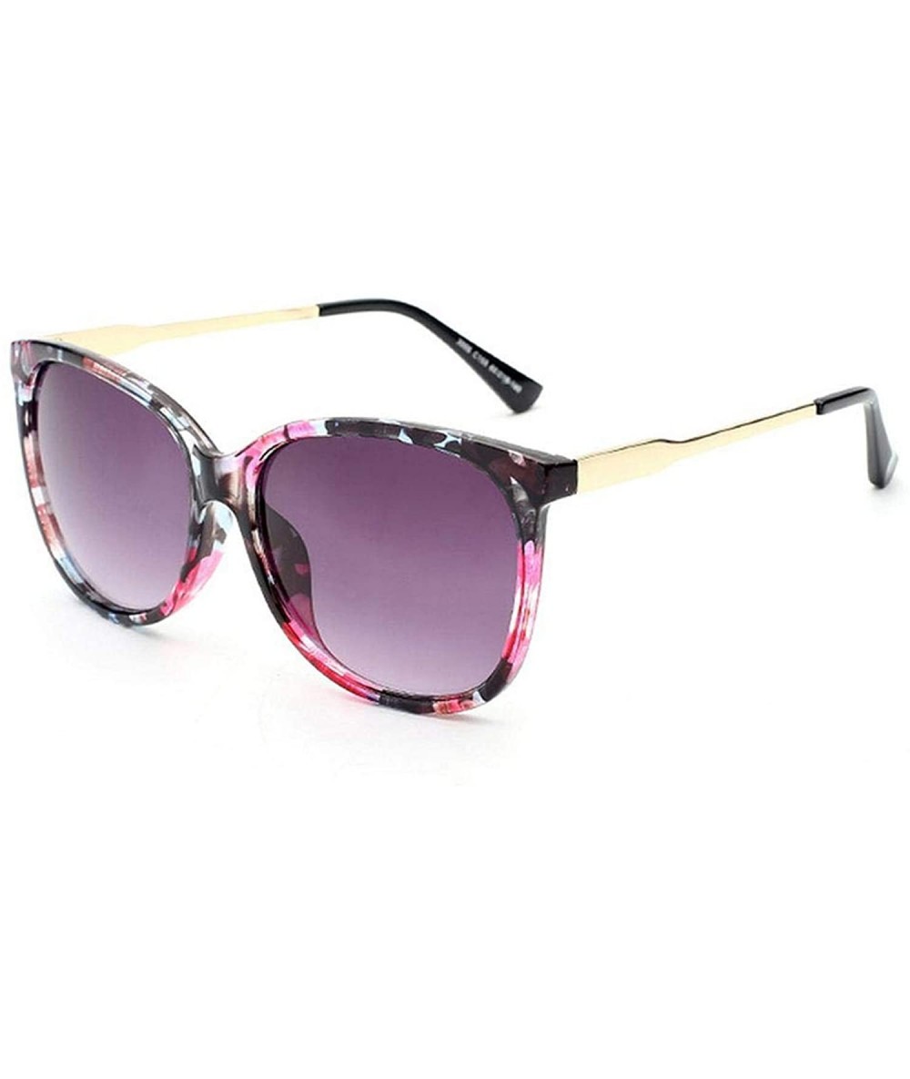 Round Women Oversized Fashion Sunglasses Female Vintage Round Big Frame Outdoor Sunglass UV400 - Floral - CP197Y6NG7I $14.99