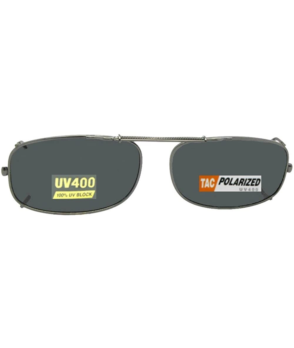 Rectangular Skinny Curve Rectangle Polarized Clip on Sunglass - Pewter-polarized Gray Lens - C51802XLXSS $18.30