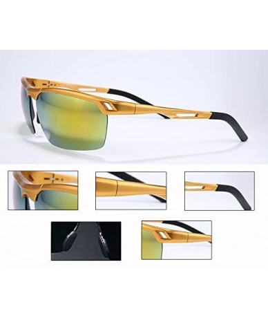 Aviator Sports Sunglasses Drive Polarized Sunglasses HD Outdoor Glasses - Reflective Gold Color - CS18425RCLY $30.21