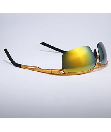 Aviator Sports Sunglasses Drive Polarized Sunglasses HD Outdoor Glasses - Reflective Gold Color - CS18425RCLY $30.21