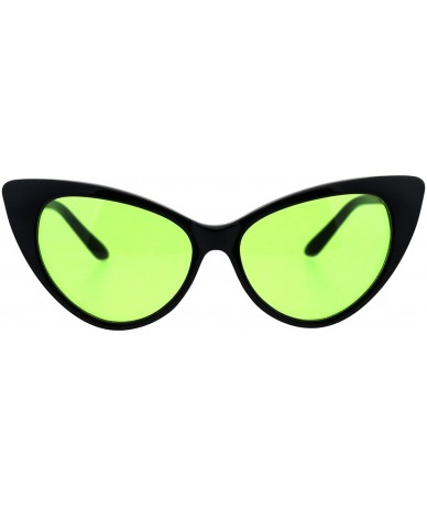 Womens Pop Color Lens Classic Plastic Cat Eye Goth Sunglasses - Black ...
