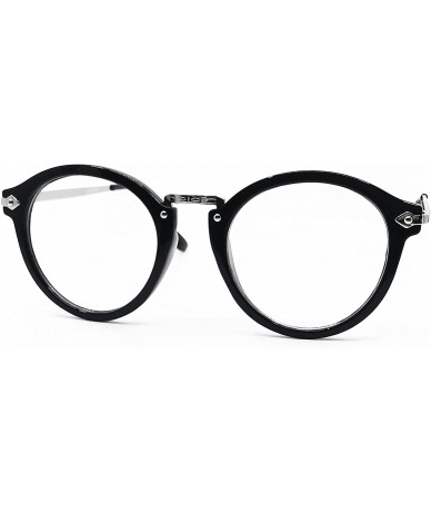 Aviator 8926 Women Men Vintage Classic Nerd retro Round Non-Prescription Clear Lens Glasses Frame - Black - CY18DK22LCL $13.14