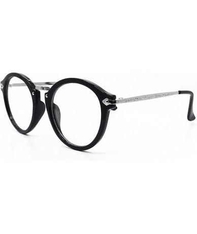 Aviator 8926 Women Men Vintage Classic Nerd retro Round Non-Prescription Clear Lens Glasses Frame - Black - CY18DK22LCL $13.14