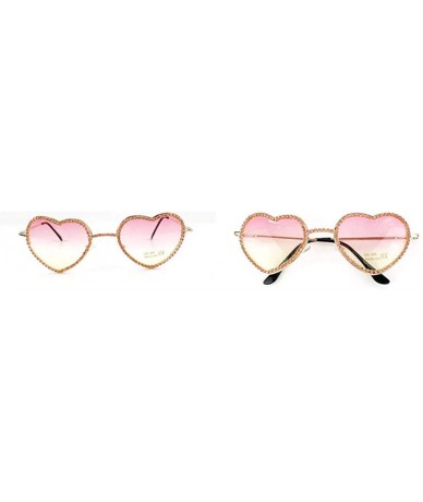 Round 2019 trend round face love heart photo frame color lens female diamond love shape sunglasses UV400 - Pink - C818W38R0YH...