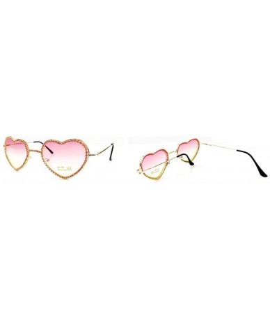 Round 2019 trend round face love heart photo frame color lens female diamond love shape sunglasses UV400 - Pink - C818W38R0YH...