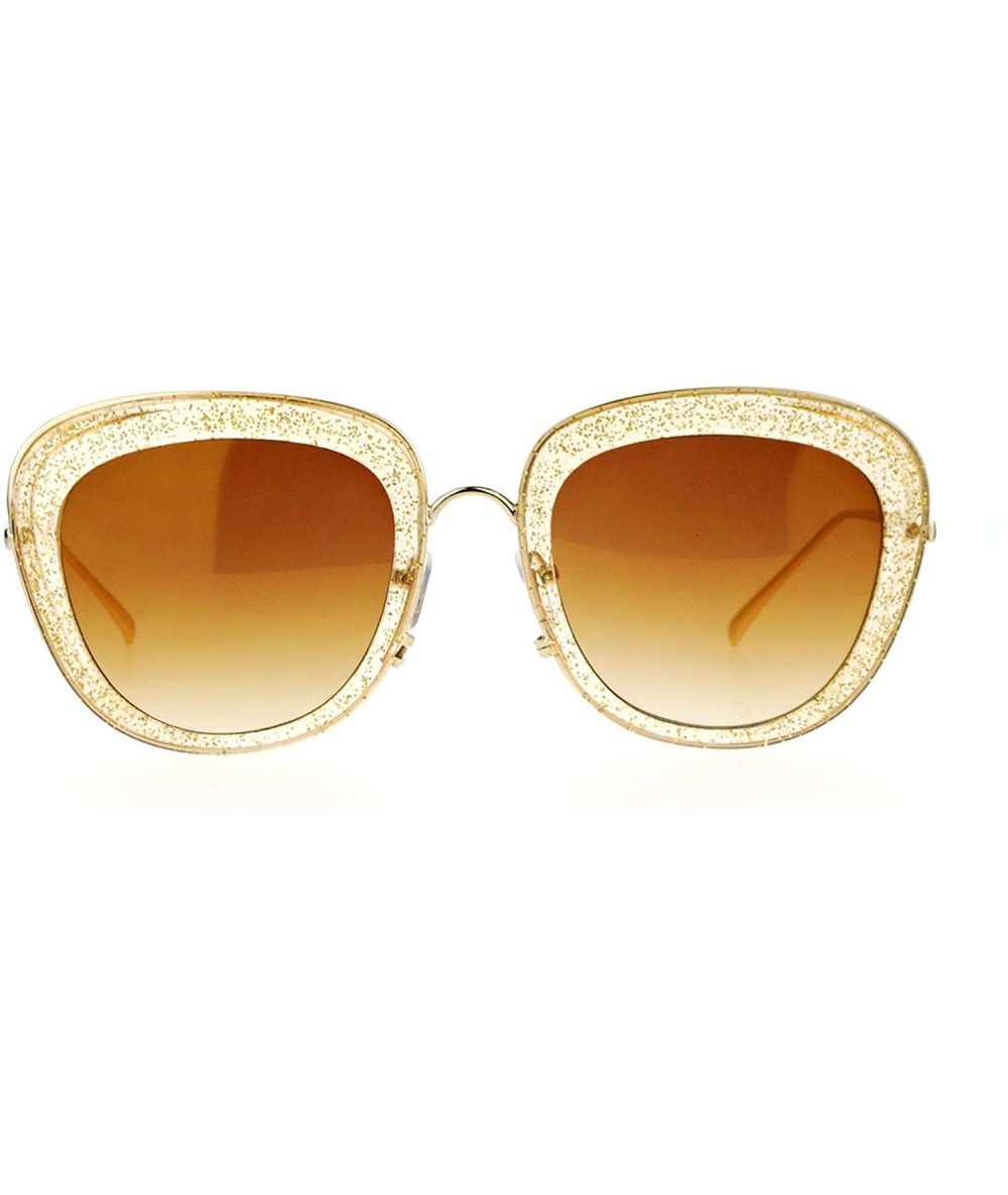 Butterfly Womens Double Frame Gel Glitter Plastic Butterfly Sunglasses - Gold - CZ12G7GVUC9 $12.56