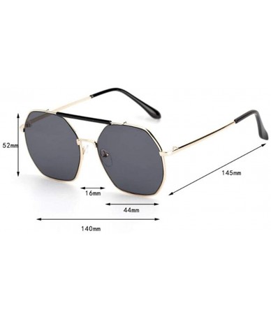 Aviator 2019 new sunglasses - double beam polygonal metal frame glasses - ladies sunglasses - D - CJ18SHH6X6D $41.42