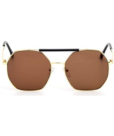 Aviator 2019 new sunglasses - double beam polygonal metal frame glasses - ladies sunglasses - D - CJ18SHH6X6D $41.42