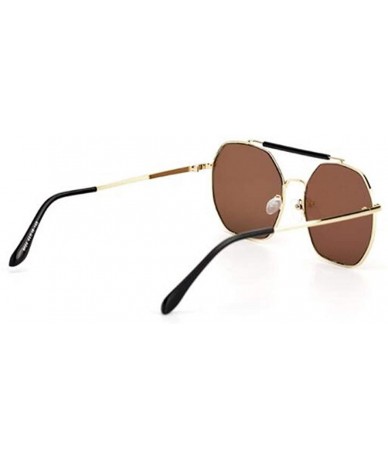 Aviator 2019 new sunglasses - double beam polygonal metal frame glasses - ladies sunglasses - D - CJ18SHH6X6D $41.42