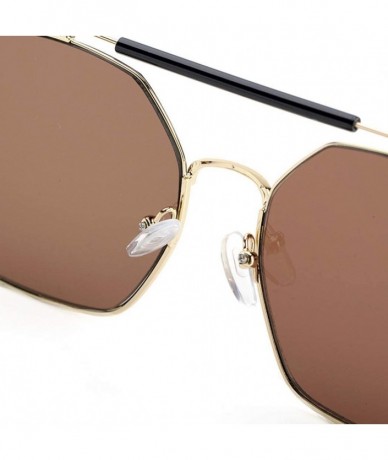 Aviator 2019 new sunglasses - double beam polygonal metal frame glasses - ladies sunglasses - D - CJ18SHH6X6D $41.42