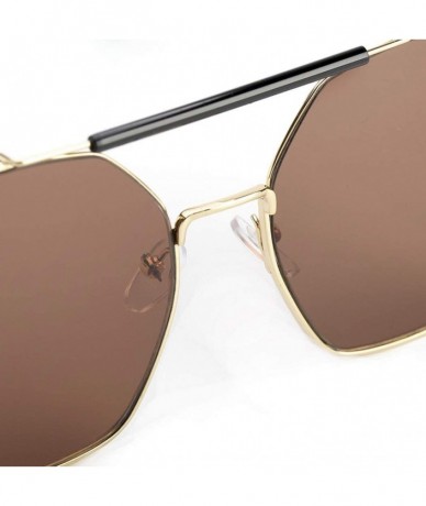 Aviator 2019 new sunglasses - double beam polygonal metal frame glasses - ladies sunglasses - D - CJ18SHH6X6D $41.42