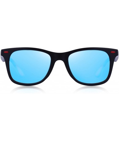 Rectangular Ultra Lightweight Retro Rectangular Rivets Polarized Sunglasses-100% UV protection - Blue Mirror - CB18MH5S8CS $1...
