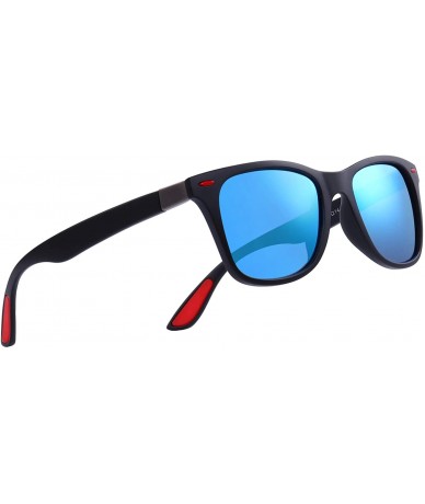 Rectangular Ultra Lightweight Retro Rectangular Rivets Polarized Sunglasses-100% UV protection - Blue Mirror - CB18MH5S8CS $1...