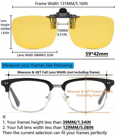 Round Polarized Clip-on Flip Up Metal Clip Rimless Sunglasses for Prescription Glasses - Yellow(night) - CA17YH0Y5WK $14.61