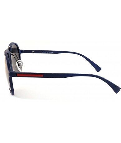 Sport Unisex Double Bridge Polarized Sunglasses - Blue/ Black Smoke - CS1858LKDKD $11.00