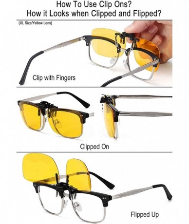 Round Polarized Clip-on Flip Up Metal Clip Rimless Sunglasses for Prescription Glasses - Yellow(night) - CA17YH0Y5WK $14.61