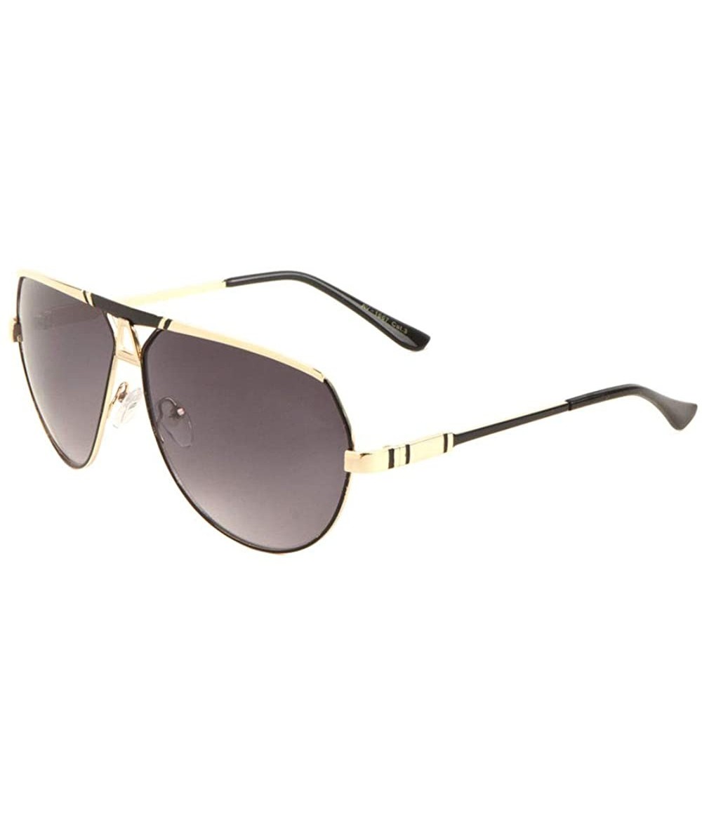 Round Geometric Bridge Flat Top Round Aviator Sunglasses - Smoke Gold - C8197U7W3DZ $10.72