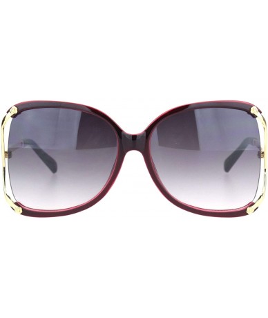 Butterfly Womens Luxury Exposed Side Lens Squared Butterfly Sunglasses - Burgundy Gradient Black - CF18NUW6U0C $10.75