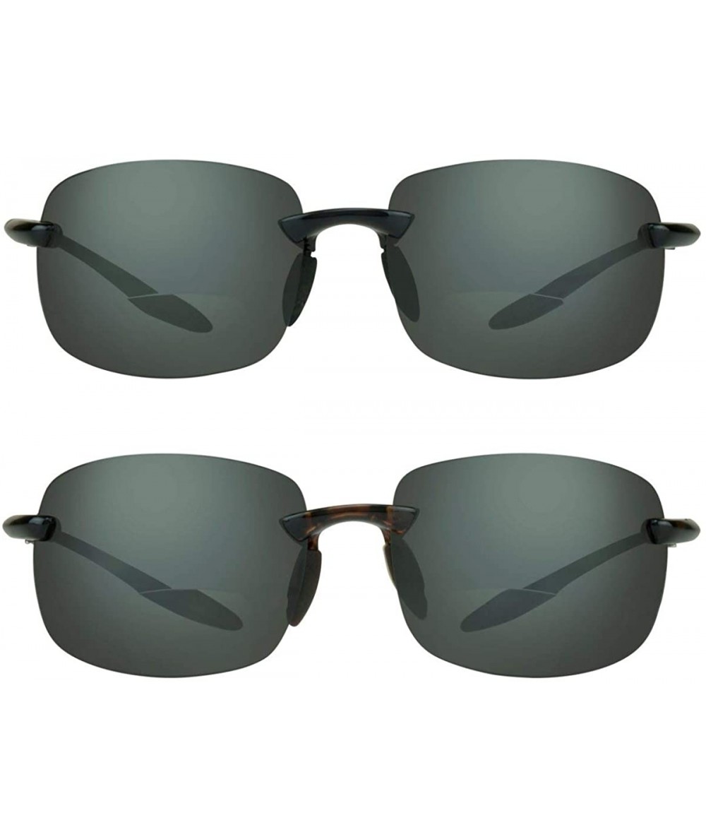 Wrap Bifocal Sunglasses Readers Men WomenLightweight Rimless - Black & Tortoise 2 Pair Combo - C7192IX52Q7 $17.37