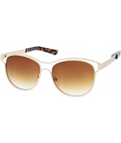 Wayfarer Modern Open Metal Brow Square Lens Horn Rimmed Sunglasses 57mm - Gold / Amber - CB12KCNNI7N $10.70