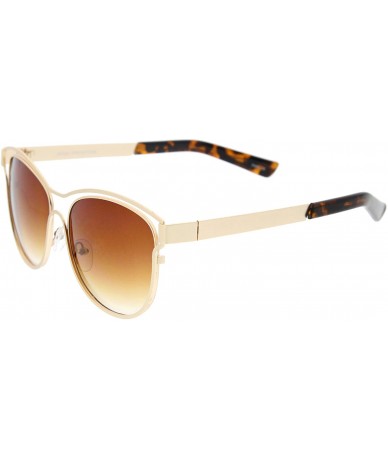 Wayfarer Modern Open Metal Brow Square Lens Horn Rimmed Sunglasses 57mm - Gold / Amber - CB12KCNNI7N $10.70