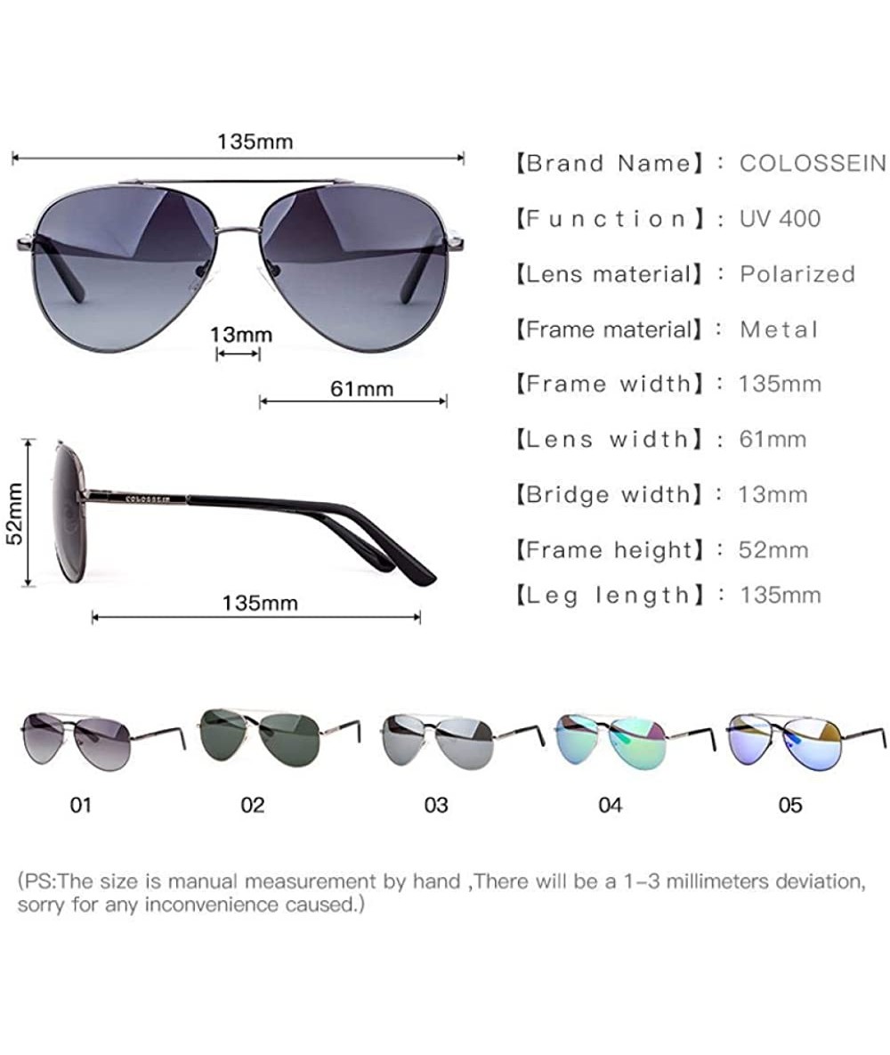 Fashion Men Sunglasses Pilot Style Oval Metal Frame TAC Polarized ...