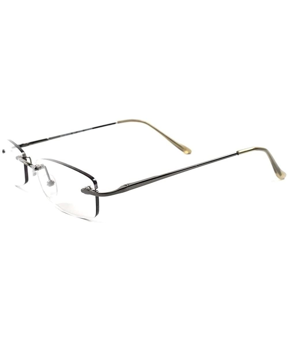 Rectangular Modern Stylish Sexy Rectangle Mens Womens Light Tint Frameless Sun Glasses - Gunmetal - CB189AM03UX $15.61