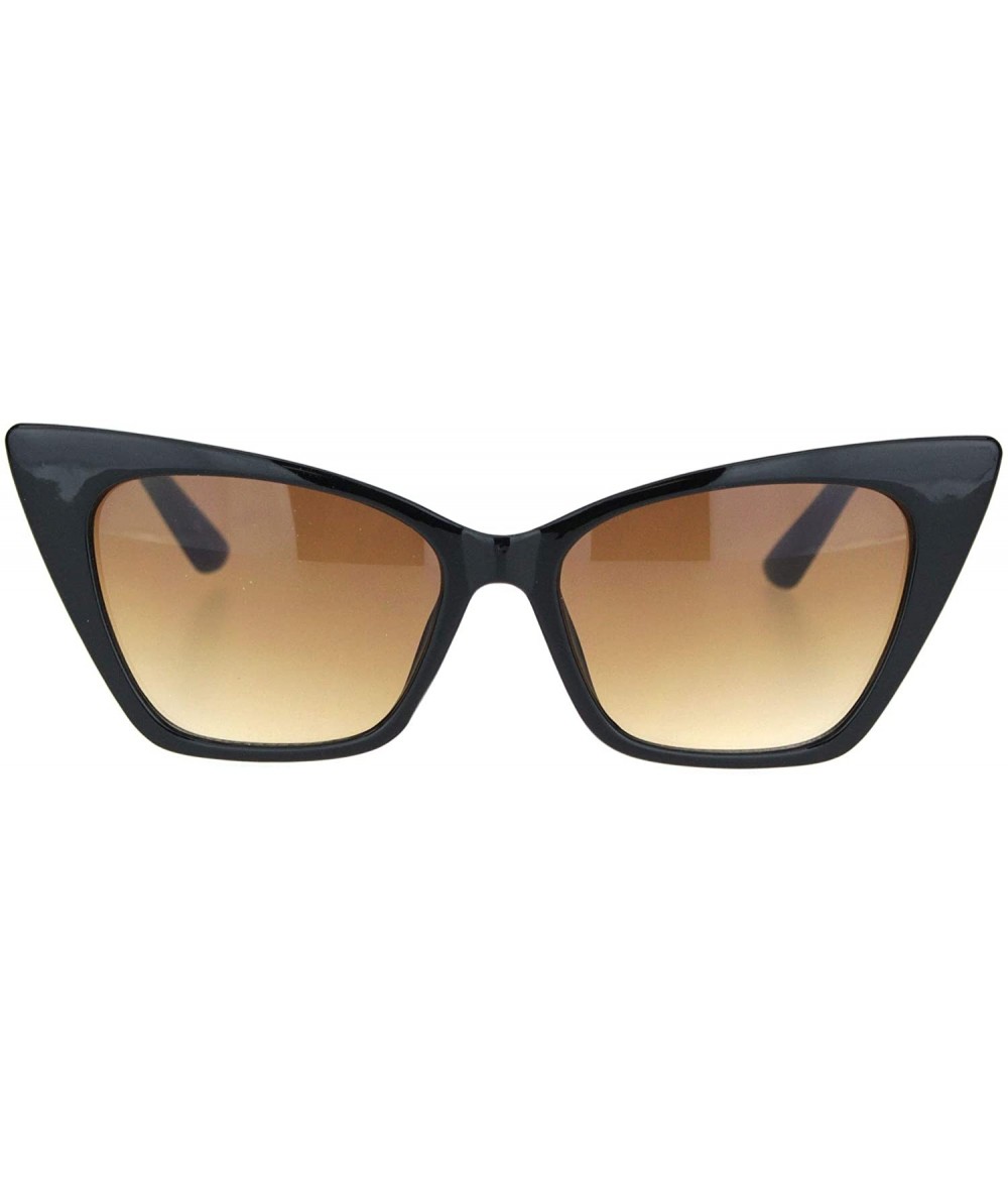 Rectangular Womens Retro Squared Cat Eye Gothic Plastic Sunglasses - Black Gradient Brown - CB18O9MNUNW $7.69