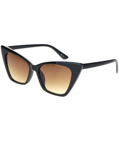 Rectangular Womens Retro Squared Cat Eye Gothic Plastic Sunglasses - Black Gradient Brown - CB18O9MNUNW $7.69