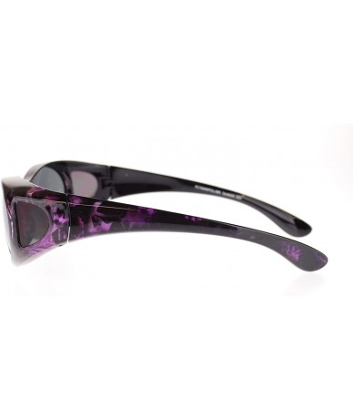 Rectangular Womens Narrow Oval Fit Over Polarized Anti Glare Sunglasses - Purple Tortoise - CB11MXXBK71 $13.99