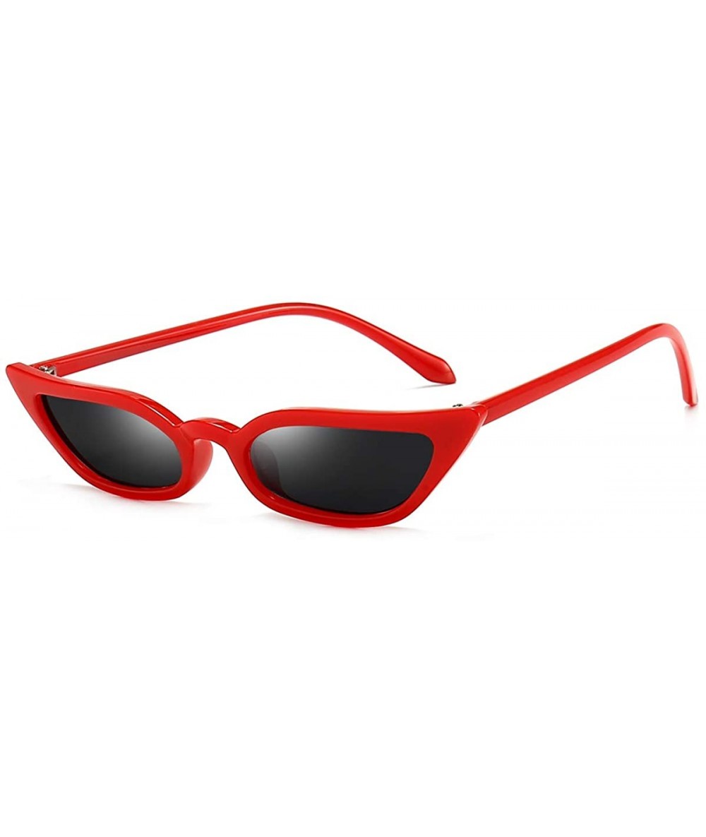 Round Small Cat Eye Sunglasses Retro Vintage Tiny Cateye Sunglasses for women - Red - CP1945RN03K $12.75