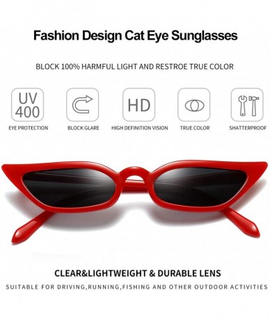 Round Small Cat Eye Sunglasses Retro Vintage Tiny Cateye Sunglasses for women - Red - CP1945RN03K $12.75