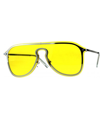 Aviator Designer Style Sunglasses Unisex Retro Keyhole Aviator Fashion Color Lens - Silver (Yellow) - CR18E8HWTZZ $13.12