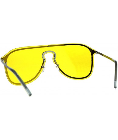 Aviator Designer Style Sunglasses Unisex Retro Keyhole Aviator Fashion Color Lens - Silver (Yellow) - CR18E8HWTZZ $13.12