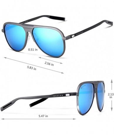 Sport Classic Aviator Polarized Sunglasses UV Mirrored Lens Aluminum Frame - Gray & Blue - C8182DEG2R3 $11.03