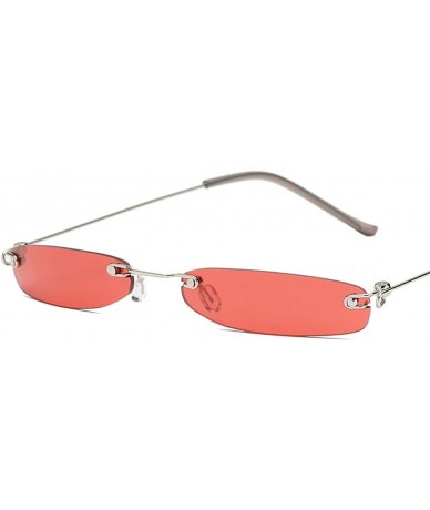 Oval Fashion Vintage Sunglasses Small Rectangular Frame Eyewear Hippie Sunglasses for Lady Man(Red) - CB1974CXE42 $8.49