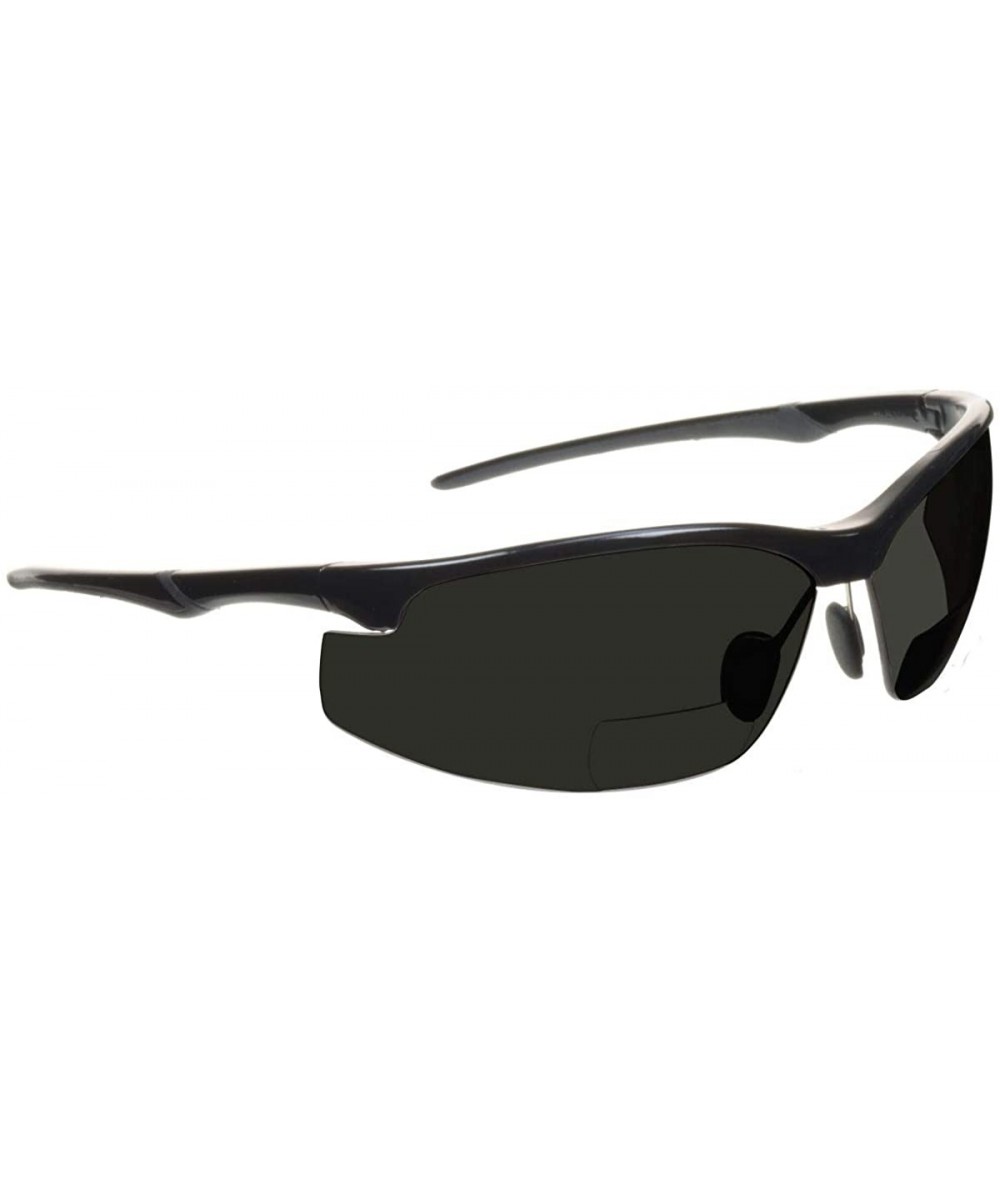 Round Bifocal Sport Sunglasses ANSI Z87 Safety Adjustable Nose Piece Cycling - Gloss Black - CM193CGMZ45 $16.00