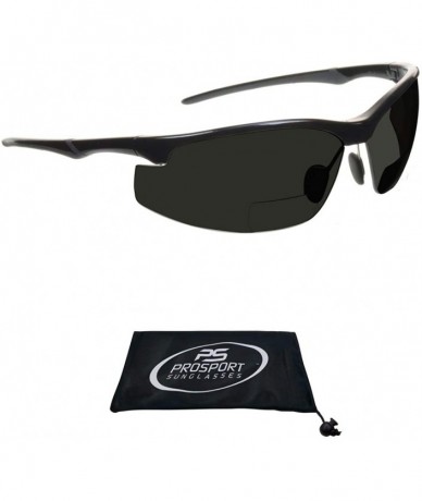 Round Bifocal Sport Sunglasses ANSI Z87 Safety Adjustable Nose Piece Cycling - Gloss Black - CM193CGMZ45 $16.00