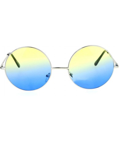 Groovy Oversize Color Round Circle Lens Hippie Sunglasses - Yellow Blue ...