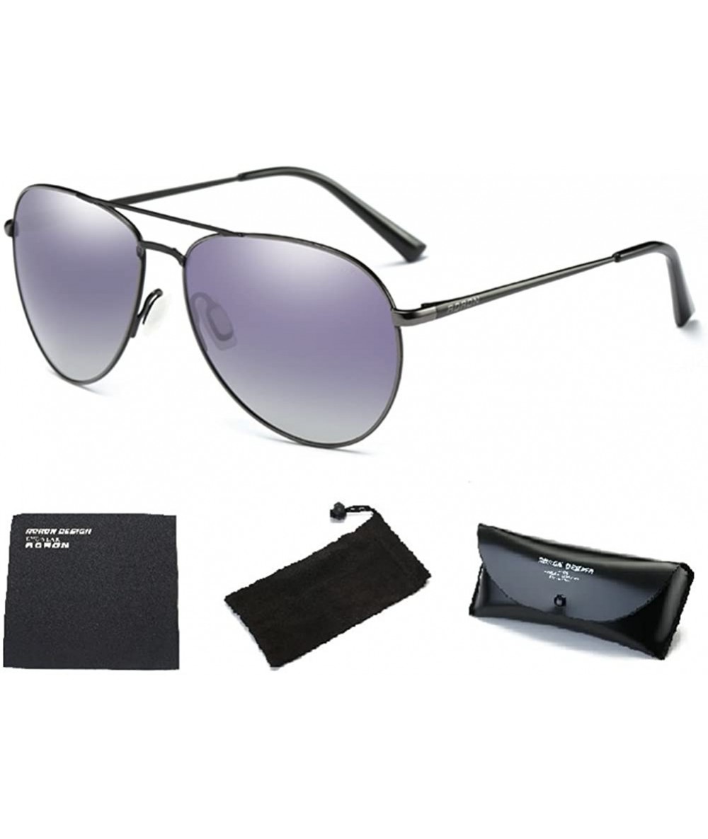 Aviator Mens Womens Aviator UV400 Polarized Sunglasses with Sun Glasses Case - Black/Grey Board - CR1864HWOMH $16.58