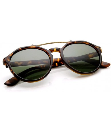 Round Euro Dapper Crossbar Keyhole Round Sunglasses (Matte Tortoise Green) - CY11MV5A48V $8.31