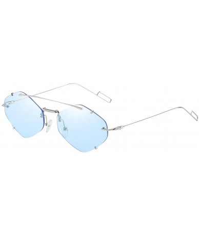 Rectangular Irregular Diamond Shape Flat Lens Mirrored Metal Frame Glasses Cat Eye Sunglasses - Green - CE196YXS326 $8.97