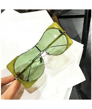 Square Fashion trend Punk style Sunglasses for men Ladies Fashion One-piece Metal framed square sunglasses - Green - CG18WXEA...