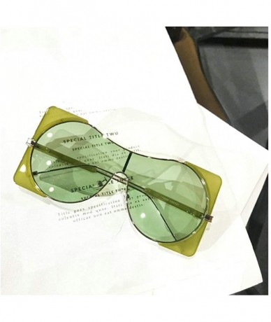 Square Fashion trend Punk style Sunglasses for men Ladies Fashion One-piece Metal framed square sunglasses - Green - CG18WXEA...