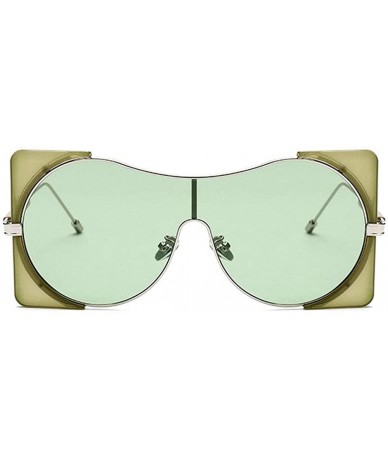 Square Fashion trend Punk style Sunglasses for men Ladies Fashion One-piece Metal framed square sunglasses - Green - CG18WXEA...