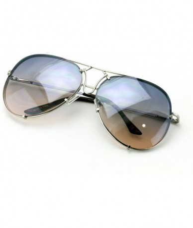 Aviator New Large Limited Edition Colorful Gradient Lens Metal Aviator Sunglasses - Gray/Peach - CA188WZTZ9G $10.50